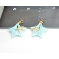 Serie Ocean Hanging Acrílico Sea Star Jewellry para niñas Pendientes de peces estrellas de acero inoxidable